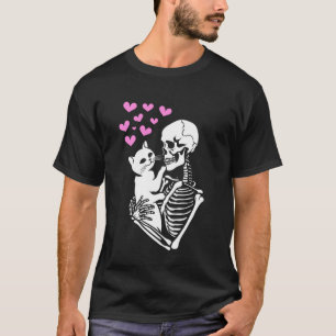 Camiseta Skeleton sostiene a un gato lindo Kitty Lover Funn