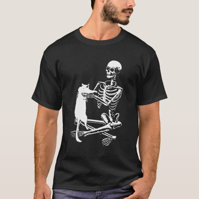 Camiseta Skeleton Sostiene Un Ca Lazy Halloween Skull (Anverso)