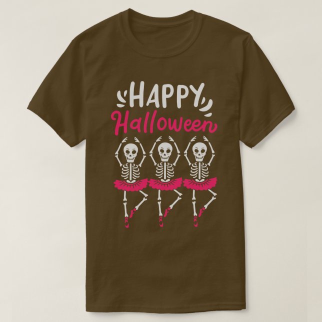 Camiseta Skeleton Spooky, bailarina de ballet de Halloween (Diseño del anverso)