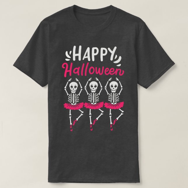 Camiseta Skeleton Spooky, bailarina de ballet de Halloween (Diseño del anverso)