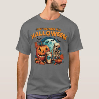 Camiseta Skeleton spooky vibe summer funny just waiting for