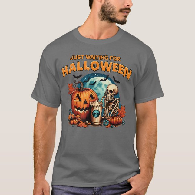 Camiseta Skeleton spooky vibe summer funny just waiting for (Anverso)