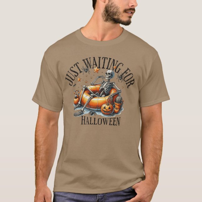 Camiseta Skeleton spooky vibe summer funny just waiting for (Anverso)