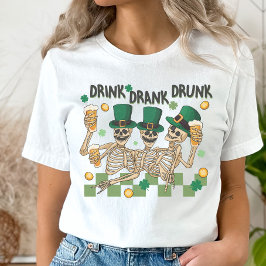 Camiseta Skeleton St. Patrick's Day, divertido beber T-Shir