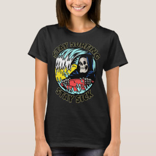 Camiseta Skeleton Stay Surfing Stay Sick Summer Beach Skull