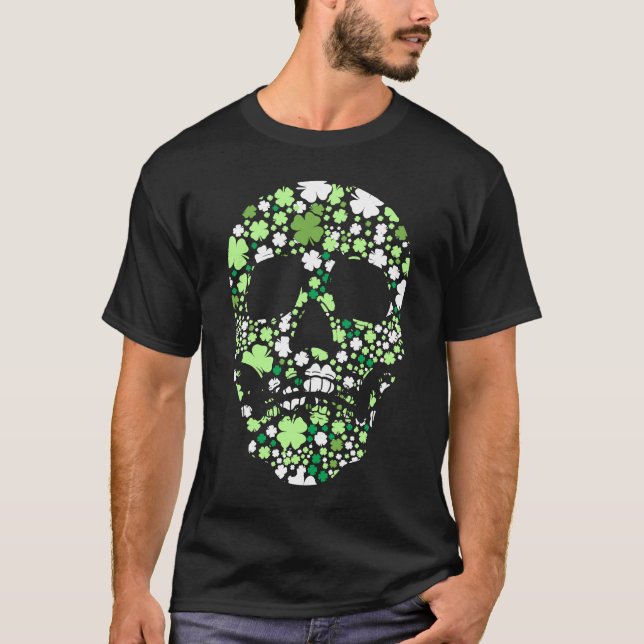Camiseta Skeleton Sugar Skull C Shamrock Irish St Saint Pat (Anverso)