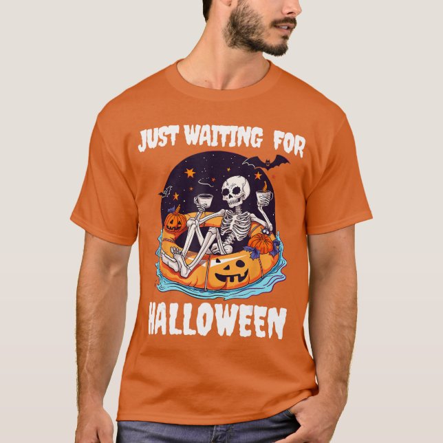Camiseta Skeleton Summer Spooky Vibes Just Waiting For Hall (Anverso)