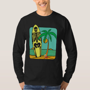 Camiseta Skeleton Surfboard de vacaciones de verano en la p