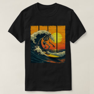 Camiseta Skeleton Surfer Vintage Surfing Funny Halloween
