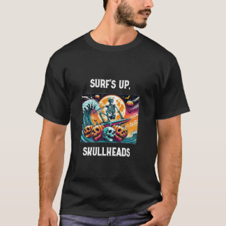 Camiseta Skeleton Surfing Design para Hombres Mujeres Niños