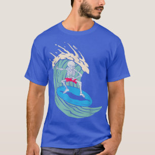 Camiseta Skeleton Surfing Halloween Surfer Wave Ride