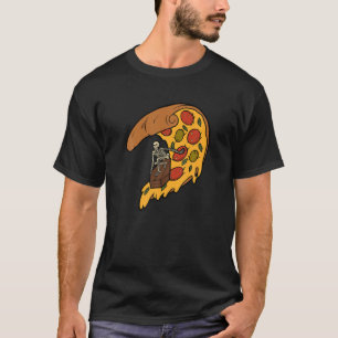 Camiseta Skeleton Surfing Pizza Slice