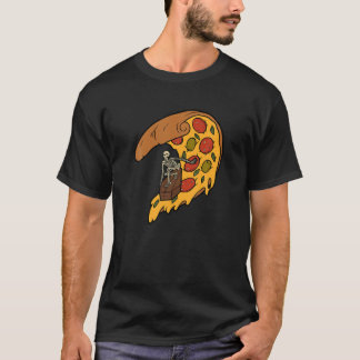 Camiseta Skeleton Surfing Pizza Slice