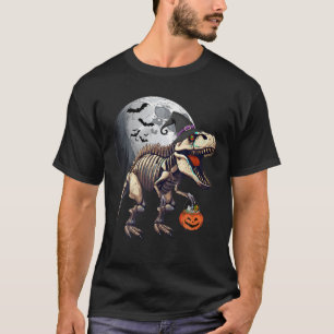 Camiseta Skeleton T Rex Dinosaur Funny Halloween Calabaza B