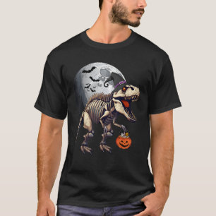Camiseta Skeleton T Rex Dinosaur Funny Halloween Calabaza B
