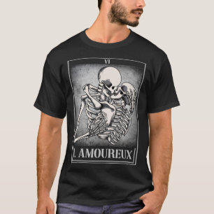 Camiseta Skeleton Tarot Card Skull Love Bones Horro
