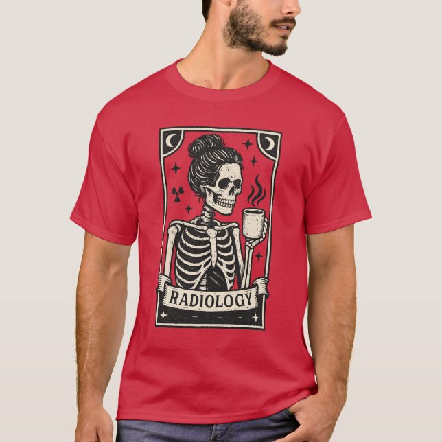 Camiseta Skeleton + taza de café + "Radiología" (Anverso)