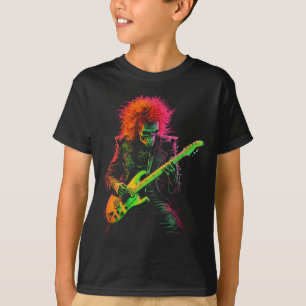 Camiseta Skeleton Tee Gráfica Jugando La Guitarra Rock Band
