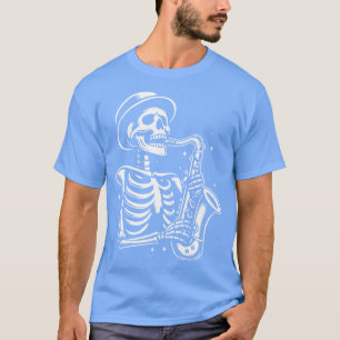 Camiseta skeleton toca saxofón 2