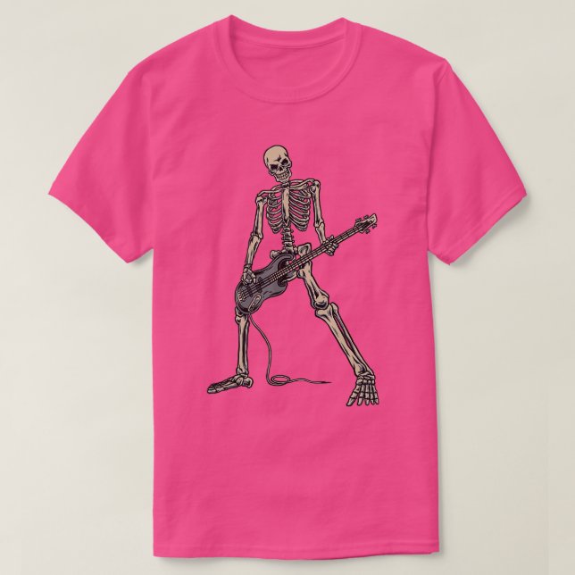 Camiseta Skeleton Tocando Bass para la guitarra de barba (Diseño del anverso)
