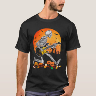 Camiseta Skeleton Tocando Guitarra Bass Halloween Electric