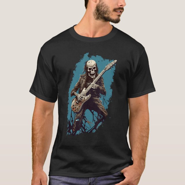 Camiseta Skeleton Tocando Guitarra Rock & Roll Skeleton Han (Anverso)