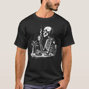 Camiseta Skeleton tomando café negro