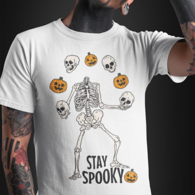 Camiseta Skeleton trotando su cráneo y calabaza Halloween (Subido por el creador)