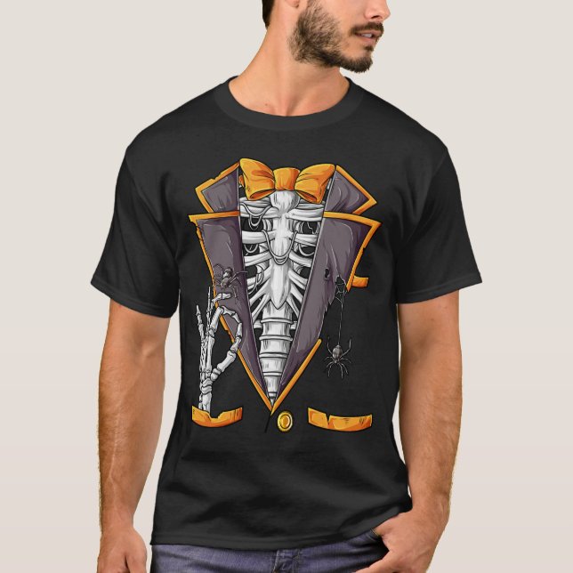 Camiseta Skeleton Tuxedo Rib Cage Funny Halloween (Anverso)