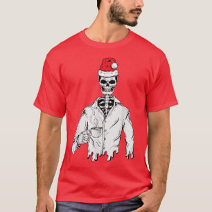 Camiseta Skeleton Usa Navidades de café con alcohol de Sant