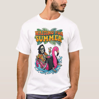 Camiseta Skeleton Vacation Summer Flamingo Scythe Art