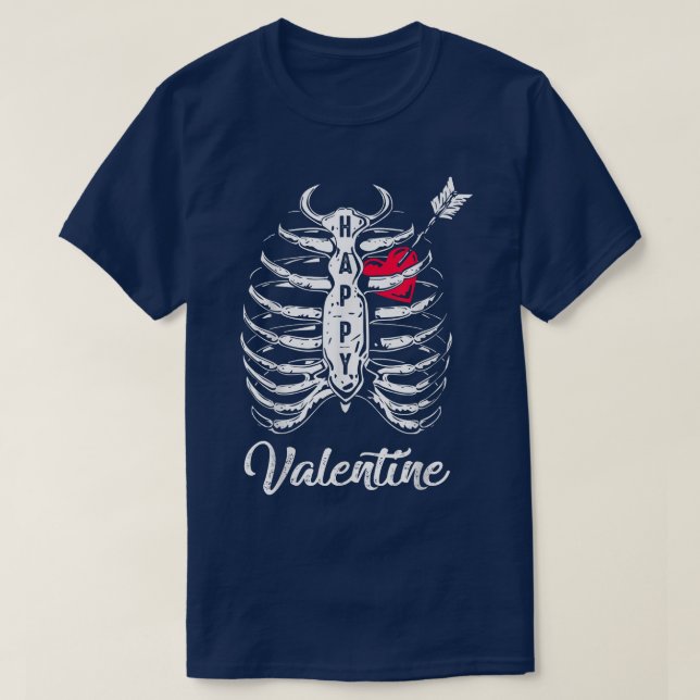 Camiseta Skeleton Valentine Gótico Golpe de Día de San Vale (Diseño del anverso)