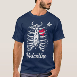 Camiseta Skeleton Valentine Gótico Golpe de Día de San Vale