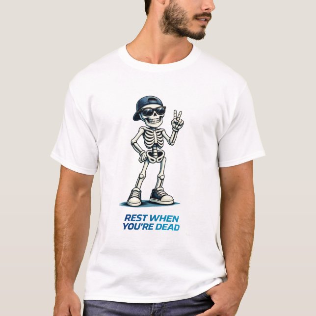 Camiseta Skeleton Victory Sign Funny Humor Design (Anverso)