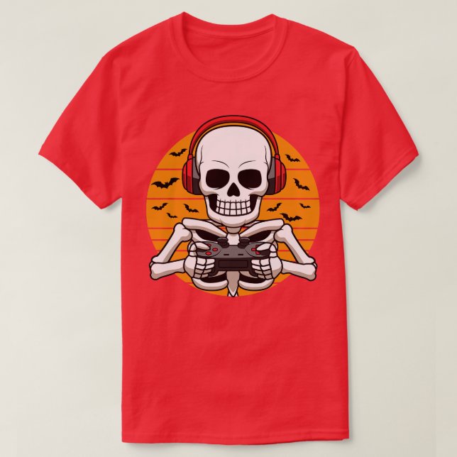 Camiseta Skeleton Video Game Halloween Costume Gamer (Diseño del anverso)