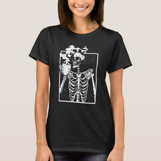 Camiseta Skeleton Vintage Sonriente Bebida de cráneo (Anverso)