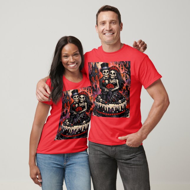 Camiseta Skeleton Wedding, gothic Lovers Embrace  (Unisexo)