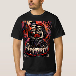 Camiseta Skeleton Wedding, gothic Lovers Embrace 