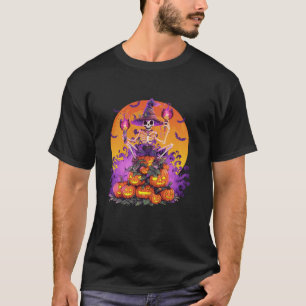 Camiseta Skeleton Witch Spooky Jack o Lantern