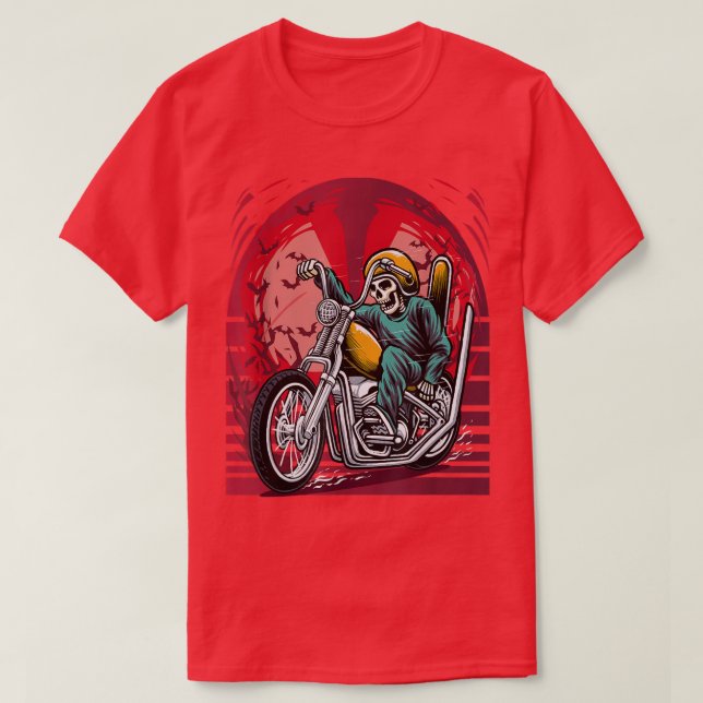 Camiseta Skeleton with Big Bike Creepy Skeleton  (Diseño del anverso)
