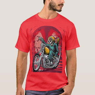 Camiseta Skeleton with Big Bike Creepy Skeleton 