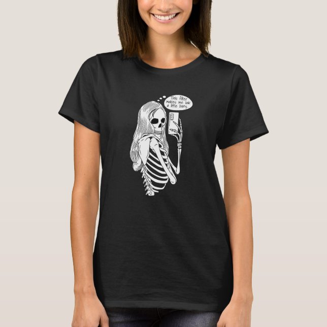 Camiseta Skeleton Woman with Cell Phone Taking Selfie Skull (Anverso)