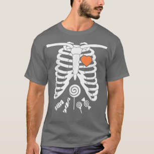 Camiseta Skeleton X Ray Candy Rib Cage Halloween T 
