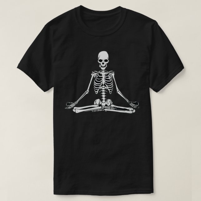 Camiseta Skeleton Yoga Pose Meditación Gótica Guay S (Diseño del anverso)