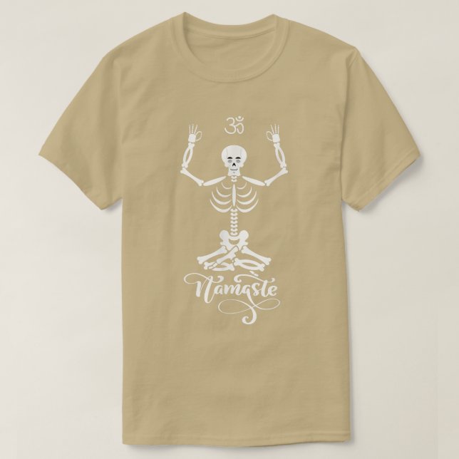 Camiseta Skeleton Yogi Practicando La Posa De Yoga Lotus  (Diseño del anverso)
