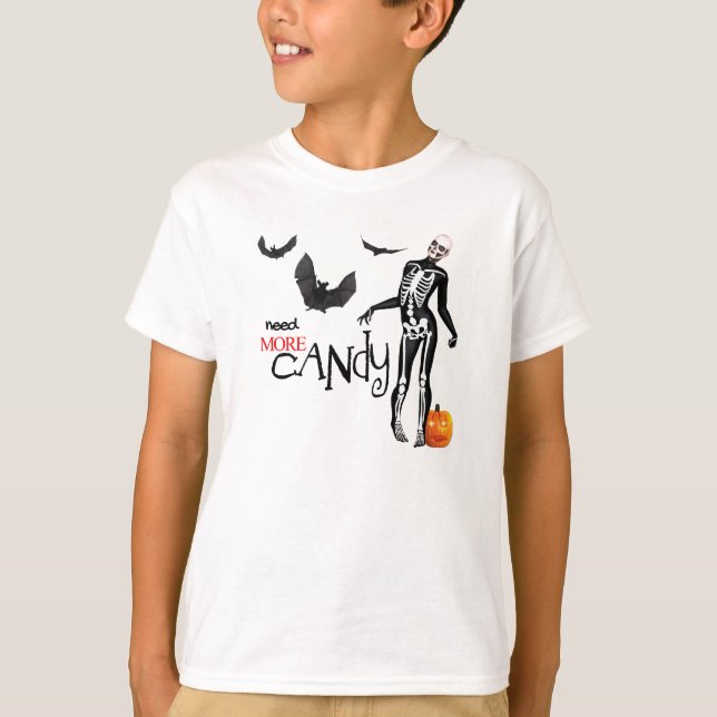 Camiseta Skeleton zombi y Halloween de los murciélagos (Anverso)