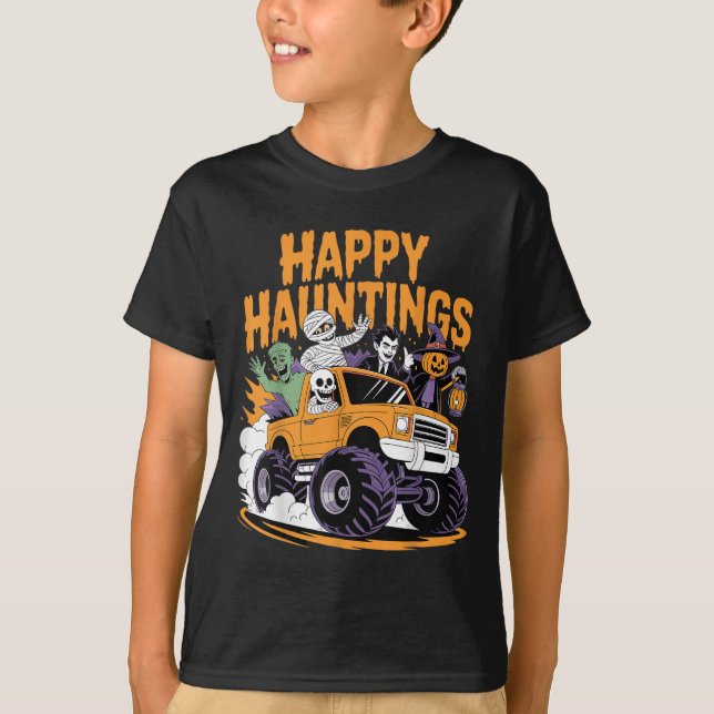 Camiseta Skeleton Zombie Vampiro Camión Halloween Te (Anverso)