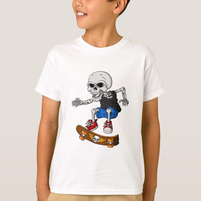 Camiseta Skelett Skateboard Kinder (Anverso)