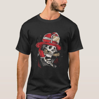 Camiseta Skeletter Firefighter Lazy Halloween Disstull Skul