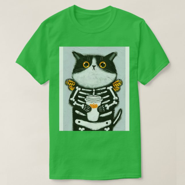 Camiseta Skellie Coffee Cat (Diseño del anverso)